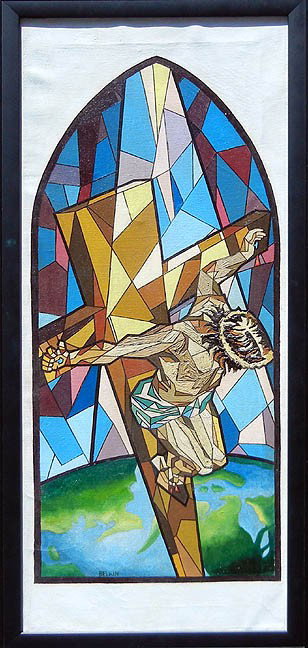 (Arnold) Belkin oil on canvas, Christ on the Cross: (Arnold) Belkin oil on canvas, Christ on the Cross (The Crucifixion), signed bottom left, 20th C., image size 27 1/2" x 12", frame size 29" x 13 1/2"