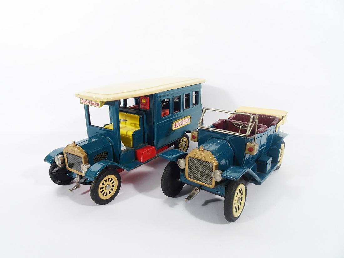 Two 1970's large tin Japanese tin friction vehicles. (1 of 5)