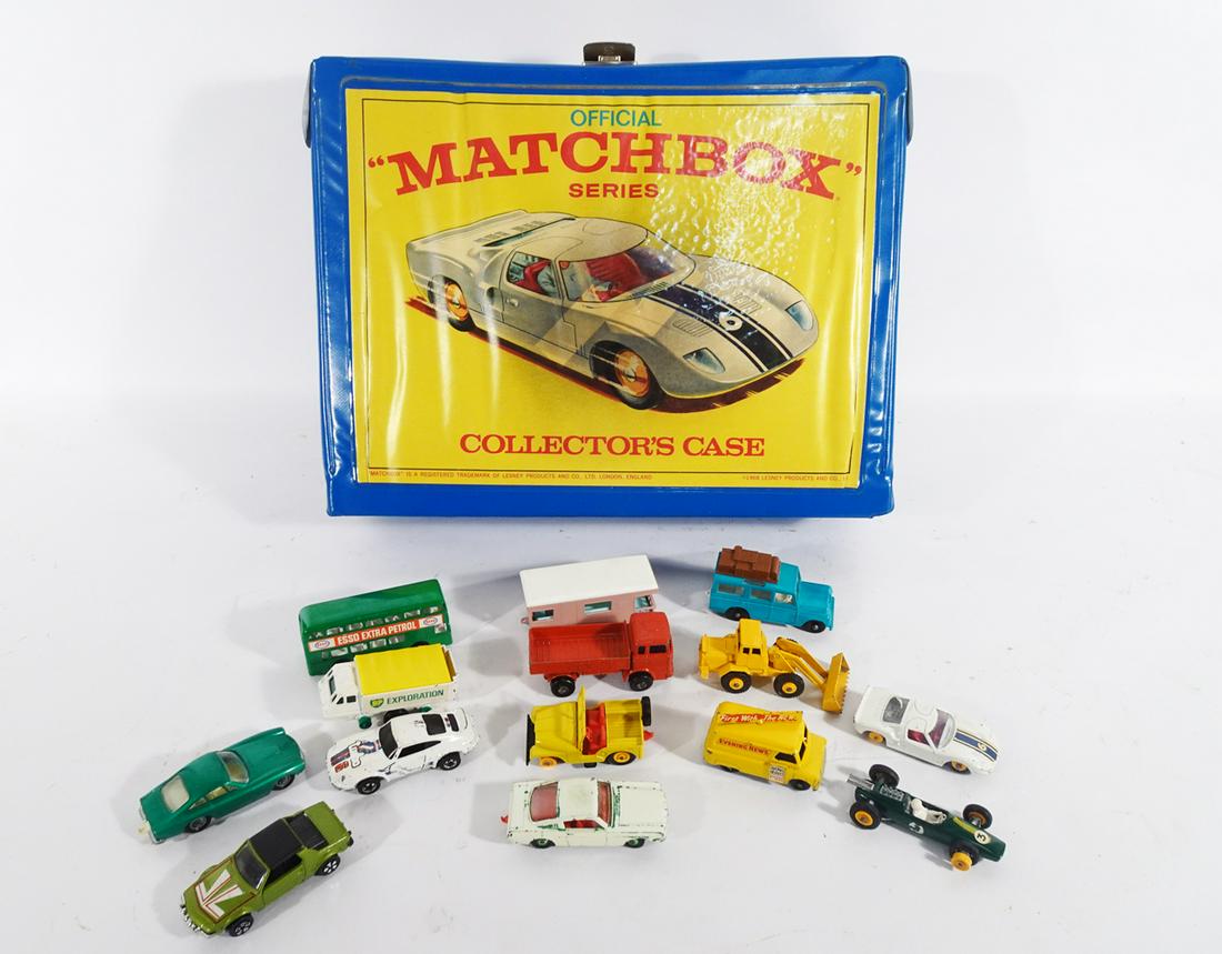 Fifteen 1960'-70's HO scale  die cast vehicles, mostly Matchbox. (1 of 4)