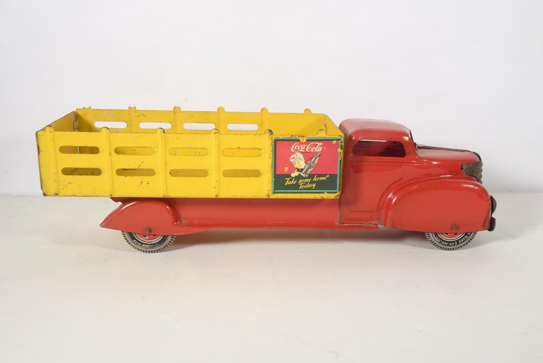 1950's Marx sheet metal Coca-Cola  delivery stake truck. (1 of 3)