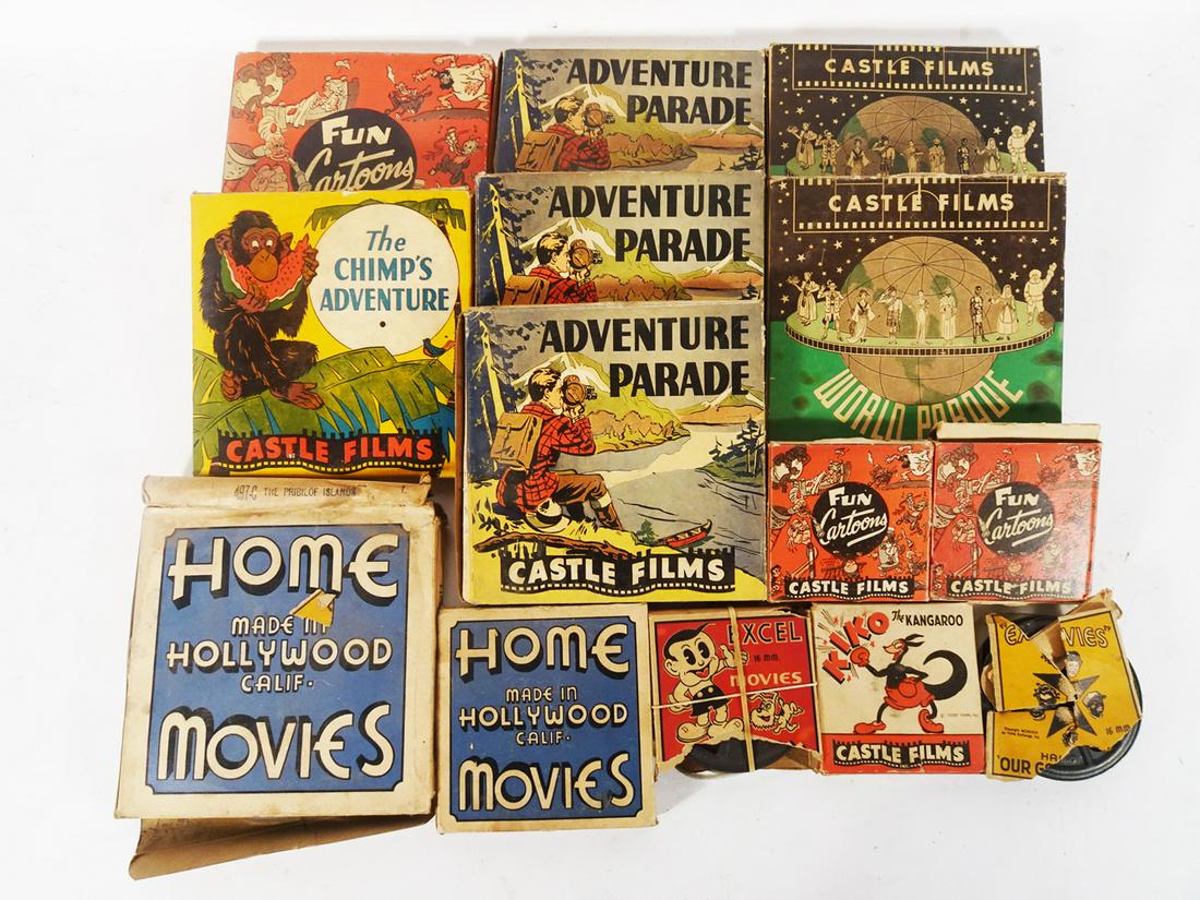 Vintage 16MM movies (non-sound).: Vintage 16MM movies (non-sound). 14 total. Most are long film features. Titles are Native Africa, Mexico, the Pribilof Islands, Camera Thrills, The Chimps Adventure, Elephant Round Up, Little Black Sa