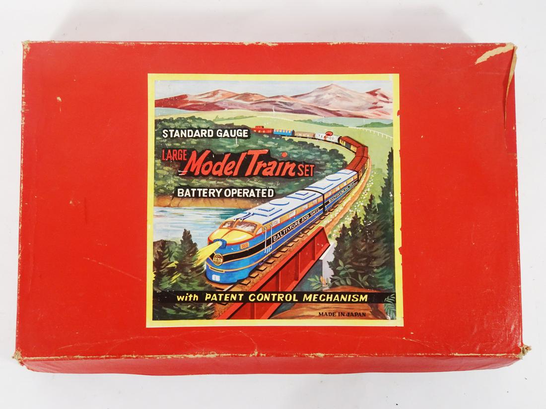 1950's-1960's Japanese tin litho train set in original box. (1 of 4)