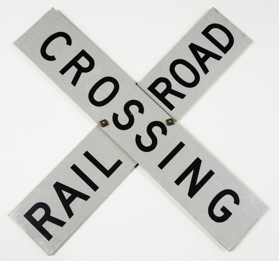 Contemporary Two Piece Railroad Crossing Sign (1 of 2)
