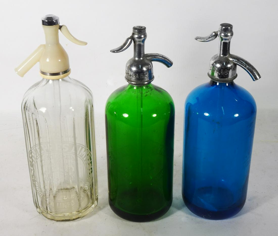 Three Piece  Glass Seltzer Bottle Lot (1 of 4)
