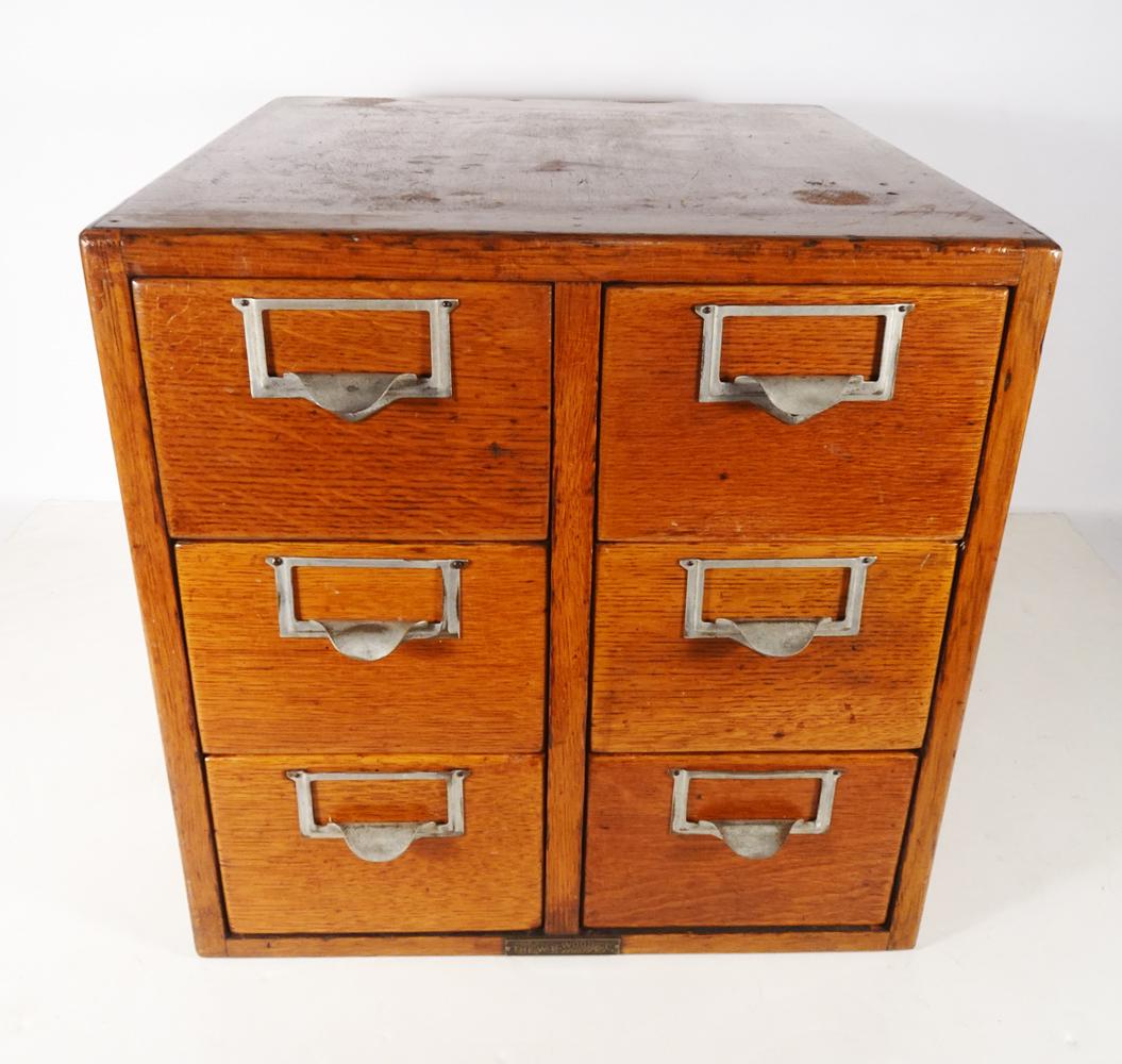 Oak Six Drawer Card File Cabinet (1 of 3)