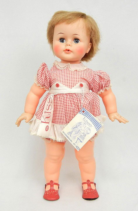 Ideal Kissy doll in original tagged dress with pap: Ideal Kissy doll in original tagged dress with paper label, 22", Ideal Toy Corp K-21-L