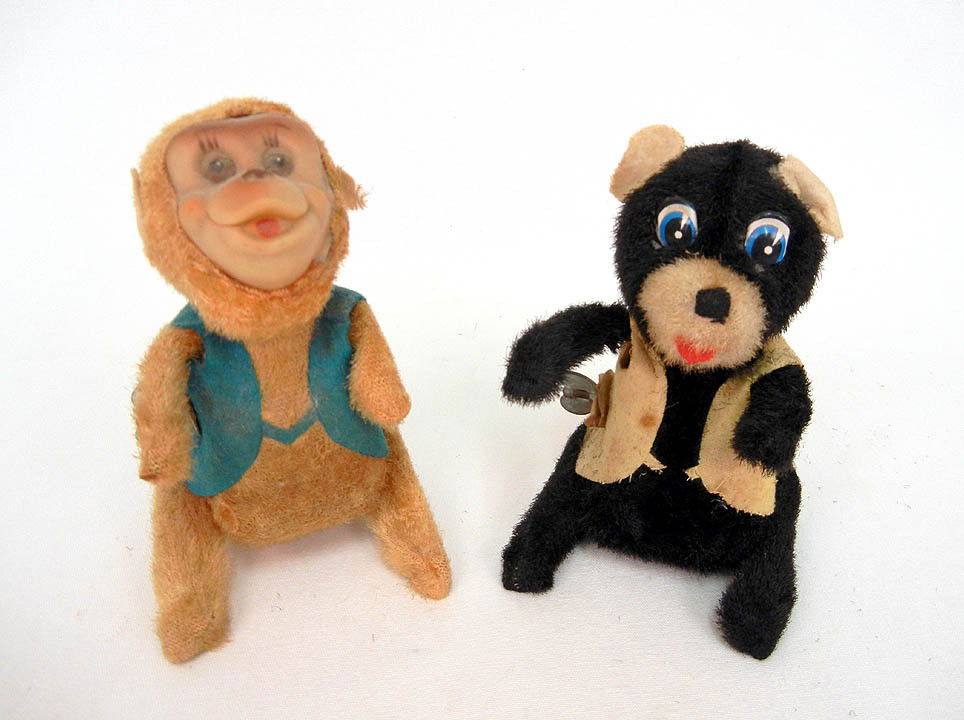 Two Cragstan Japan wind-up toys, Bear and Monkey,: Two Cragstan Japan wind-up toys, Bear and Monkey, 5" high, Monkey working, C.1960's