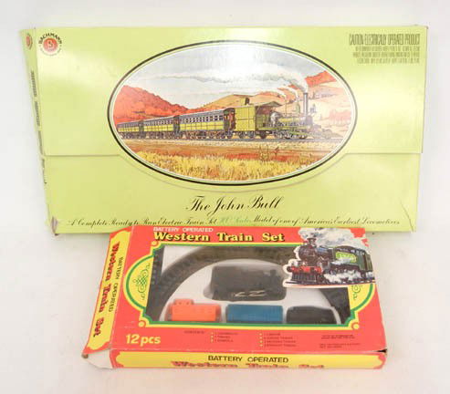 Bachmann The John Bull H.O. electric train set and: Battery operated Western Train set, made in Hong Kong, both in original boxes