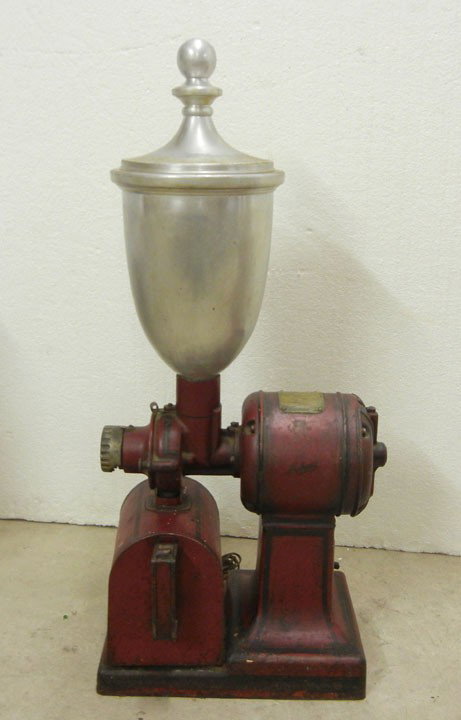 Vintage Hobart electric coffee grinder with manufa: Vintage Hobart electric coffee grinder with manufacturing label, 36" x 15" x 10