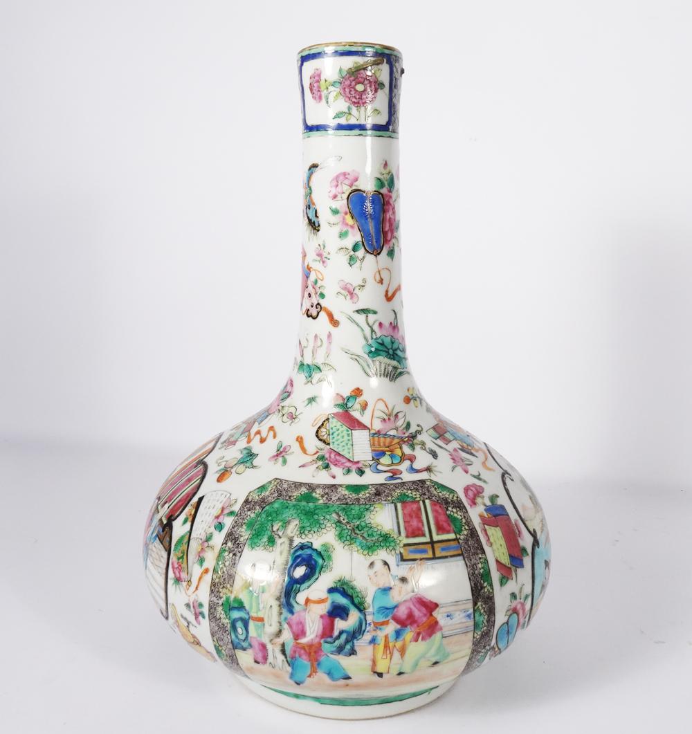 Chinese Rose Medallion Bottle Vase (1 of 9)