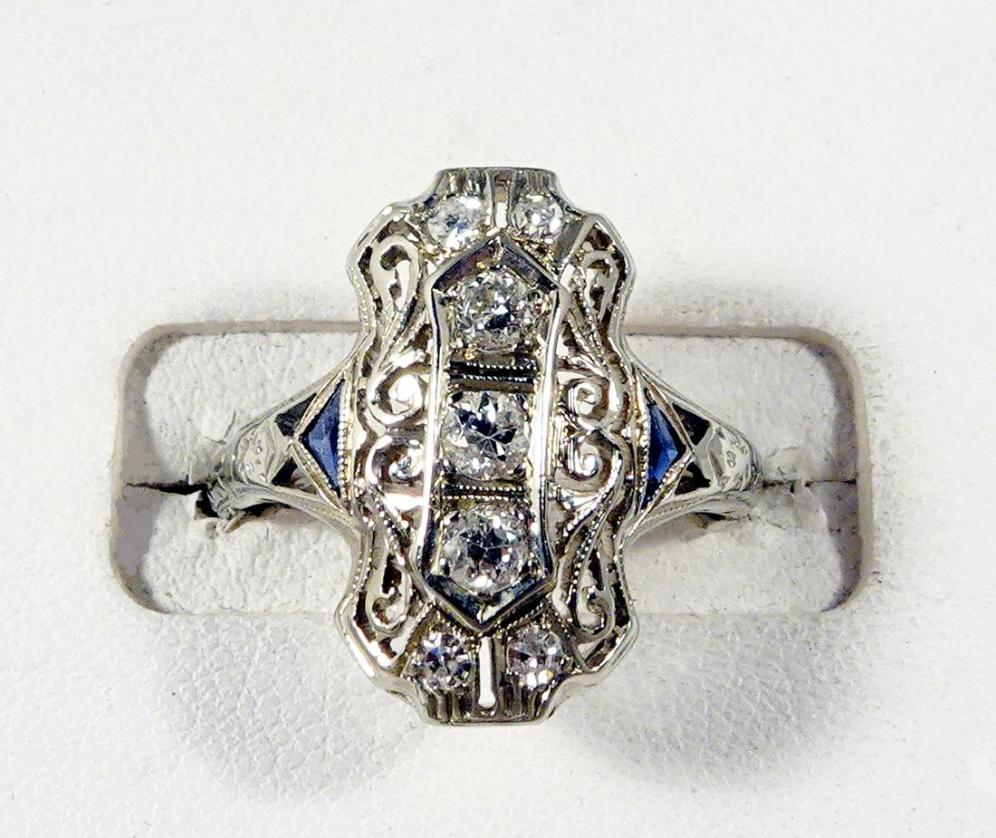 18K Gold Filagree Antique Diamond Ring (1 of 1)