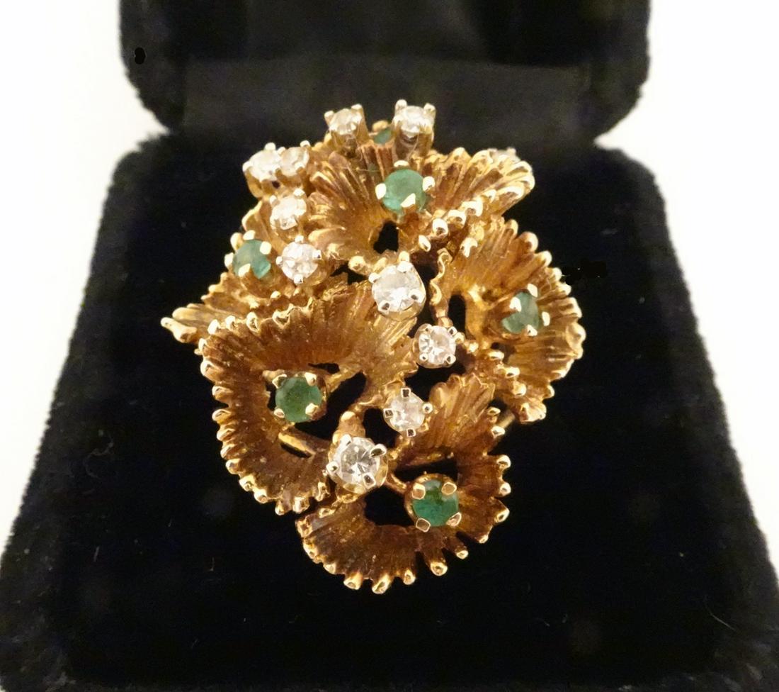 Diamond Emerald 14K Yellow Gold Cocktail Ring (1 of 2)