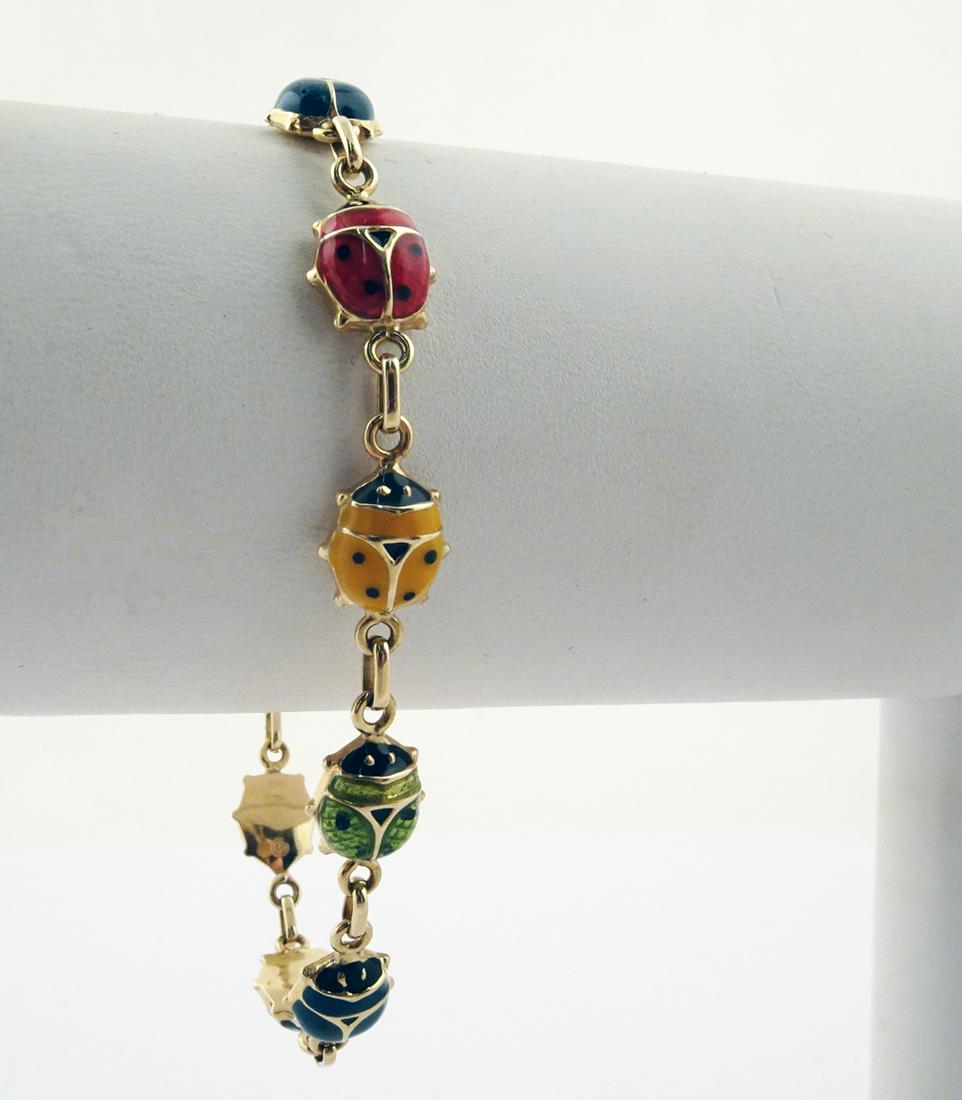 14K Gold and Enameled Ladybug Bracelet (1 of 2)