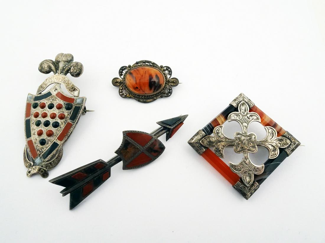 Group of Celtic Pins, Silver and Multi-color Agates (1 of 1)