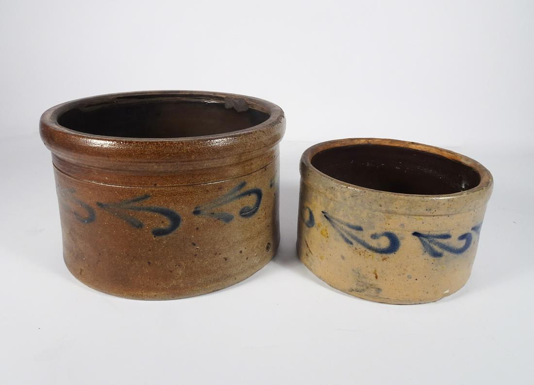 Decorated Salt Glaze Stoneware Crocks (1 of 3)
