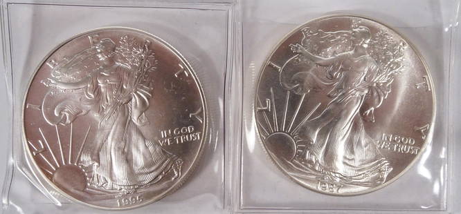 1987 and 1995 Silver American Eagles: 1987 and 1985 Silver American Eagles. .999 silver