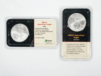 2000 and 2001 Silver American Eagles: 2000 and 2001 Silver American Eagles. .999 fine silver