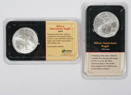 2000 and 2004 Silver American Eagles: 2000 and 2004 Silver American Eagles. .999 fine silver. Littleton Coin Co.