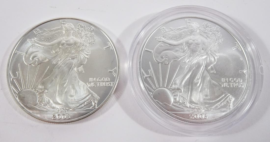 Two 2003 Silver American Eagles (1 of 2)