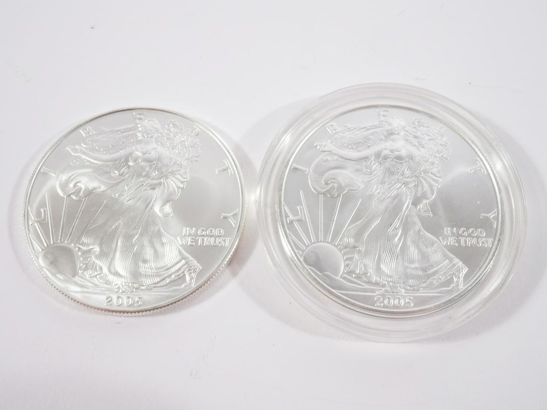 Two 2005 Silver American Eagles (1 of 3)