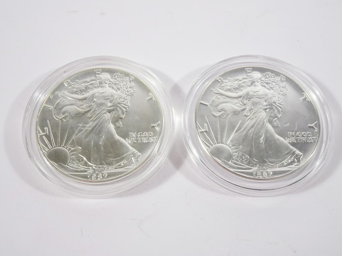 Two 1987 Silver American Eagles (1 of 2)