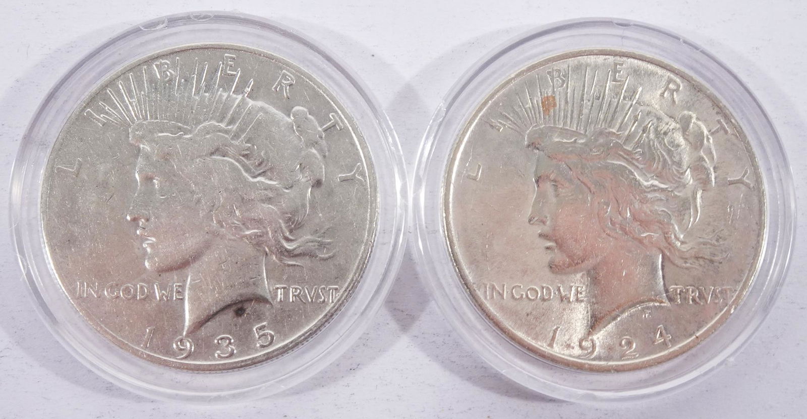1924 and 1935 Peace Silver Dollars (1 of 2)