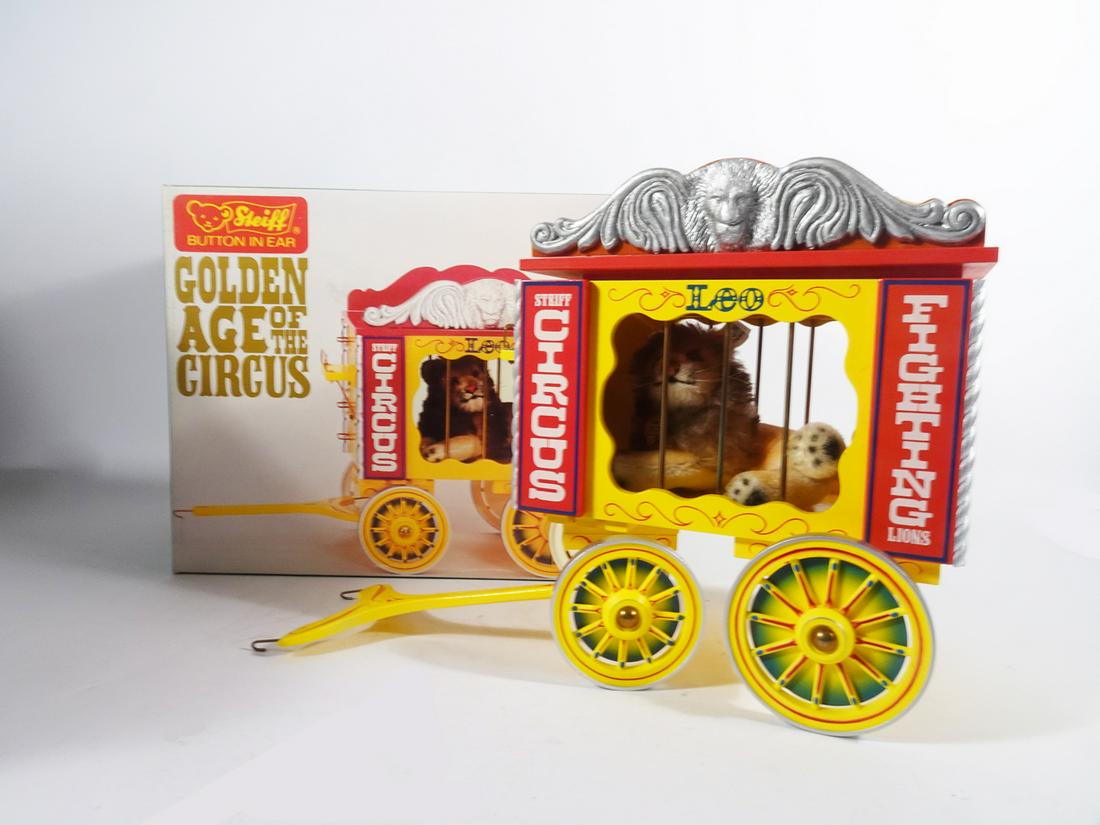 Steiff Golden Age of the Circus Leo Lion: Steiff Golden Age of the Circus Leo Lion, mint in box, with certificate, 1987, limited edition of 5,000, box measures 9" x 14 1/2" x 11"