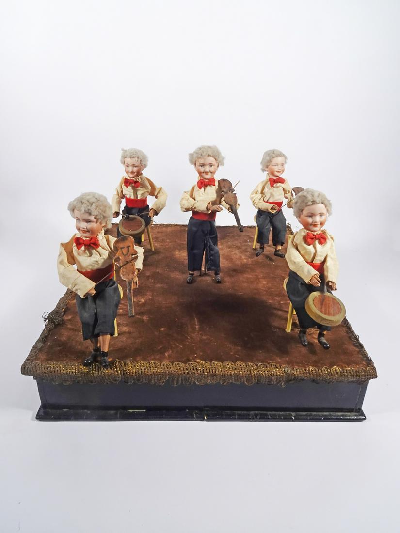Antique German bisque head automaton five-piece band (1 of 3)