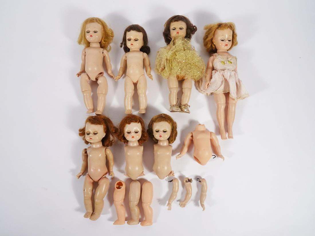 Vintage Alexander-kins and a Cissette doll: Vintage Madame Alexander 8" hard plastic 1950's-60's group of Alexander-kin and a Cissette doll for dressing