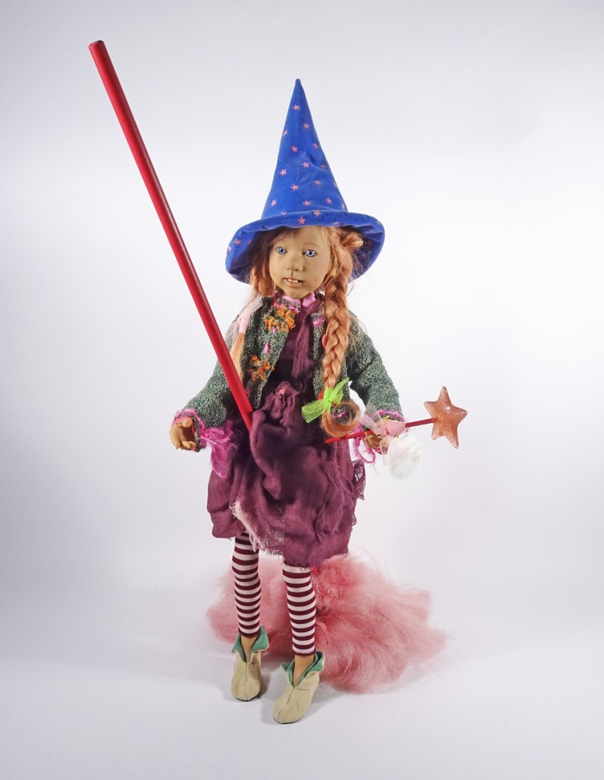 Annette Himstead Pinki Pli doll: Annette Himstead Pinki Pli doll, 25" (without hat), with star wand and broom