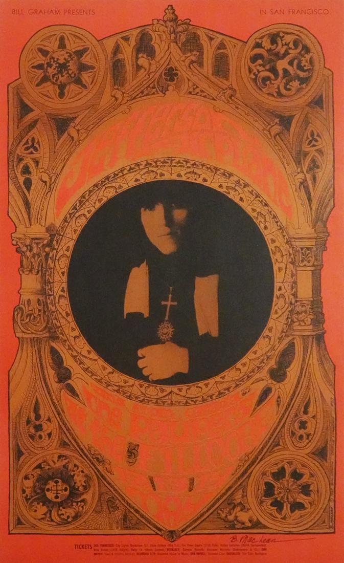 Jefferson Airplane Concert Poster: Jefferson Airplane concert poster, Bill Graham Presents BG-63, Jefferson Airplane and The Paupers, May 12-14, 1967, Fillmore Auditorium, San Francisco, CA., 1967, original printing, Herb Greene and Bo