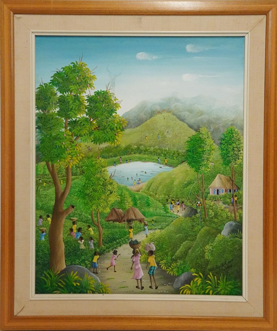 20th c. Haitian School Oil on Canvas (1 of 3)