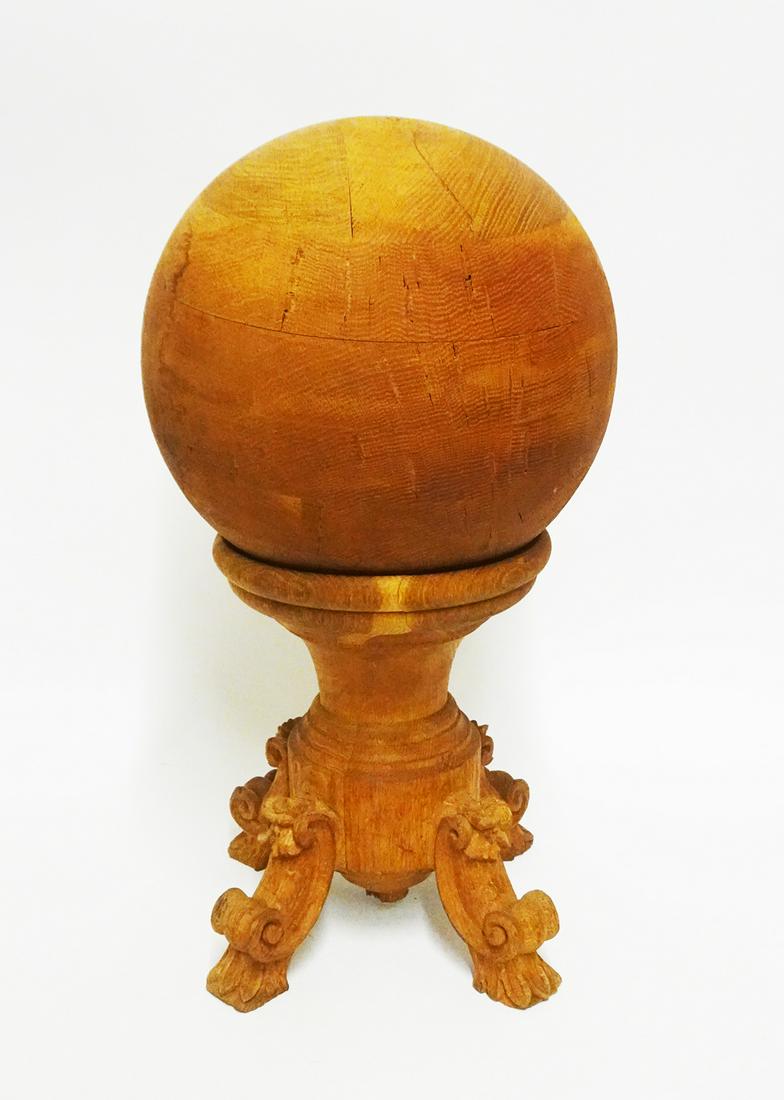 Decorative Wood Sphere Ball on Stand (1 of 2)