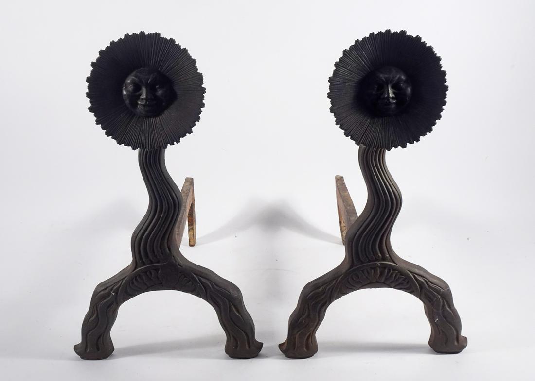 Bradley & Hubbard Sun Face Andirons (1 of 5)
