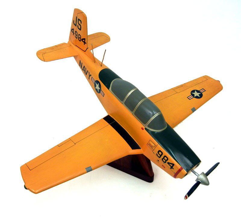 Scale model plane on wooden stand "Navy, JS 4984",: Scale model plane on wooden stand "Navy, JS 4984", with stand 10 3/4" high x 14"