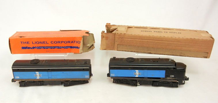 Lionel "O" gauge No. 226 B&M diesel locomotive: Lionel "O" gauge No. 226 B&M diesel locomotive and tender with original boxes