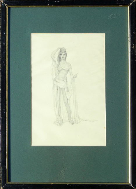 John Lear graphite on paper "Dancer", signed lower: John Lear graphite on paper "Dancer", signed lower right, 20th C. American, sight size 12" x 8", frame size 20 1/2" x 14 1/2"
