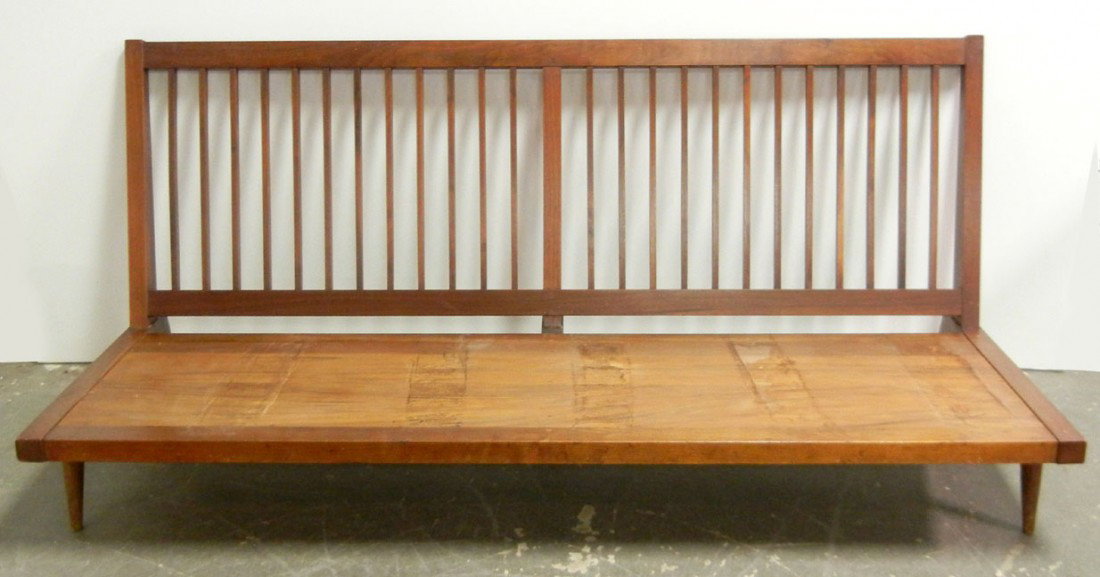 George Nakashima armless cherry sofa with slatted : George Nakashima armless cherry sofa with slatted back, 30 3/4" high x 72" x 30 3/4", with original cushions