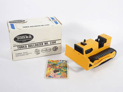 1970's Tonka Toys Bulldozer: Circa 1970's Tonka Toys pressed metal No. 2300 Bulldozer with its original box