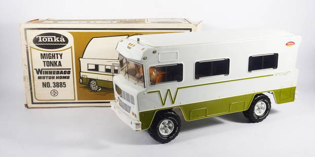 1970's Tonka Toys Winnebago Motor Home: Circa 1970's Tonka Toys pressed metal No. 3885 Mighty Tonka Winnebago Motor Home with its original box