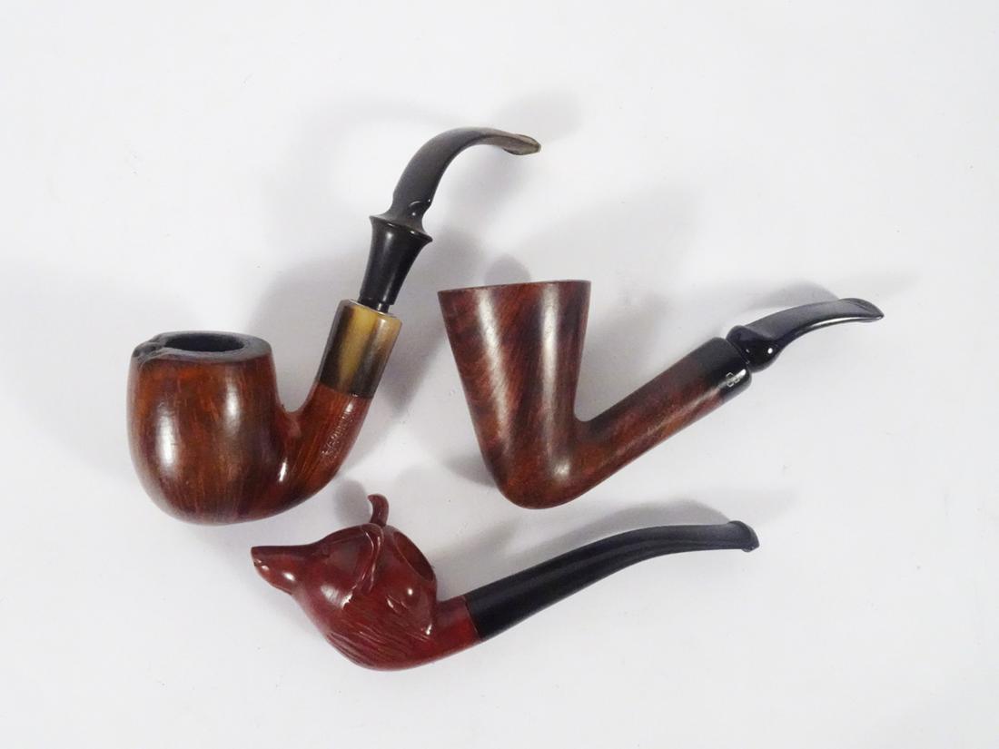 Vintage Burl and Carved Wood Smoking Pipe Grouping (1 of 4)