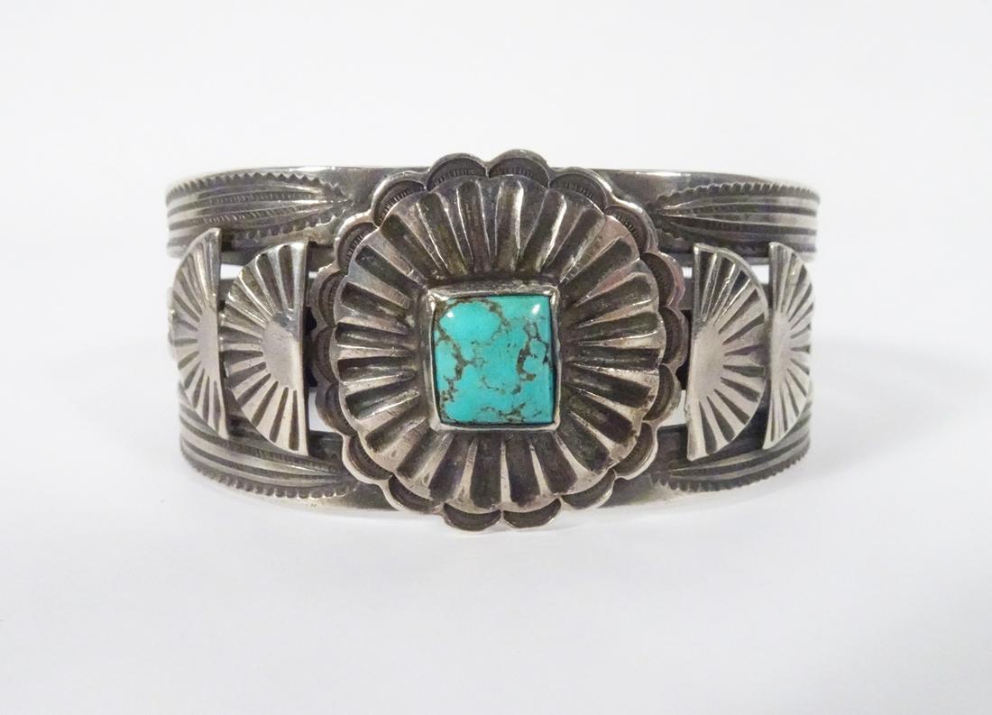 Sterling Cuff Rectangular Turquoise (1 of 3)