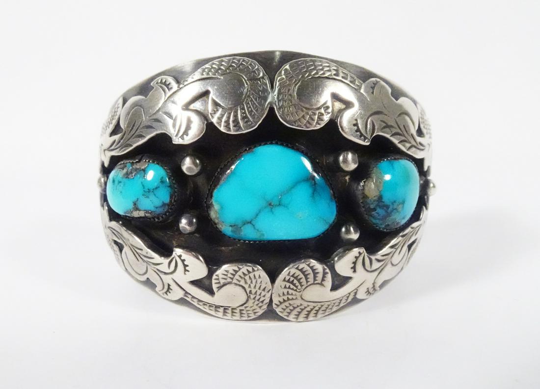 Turquoise Sterling Shadowbox Cuff (1 of 4)