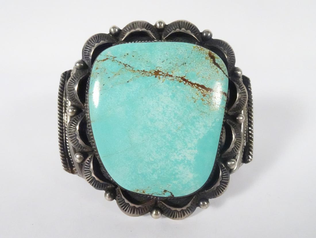 Large Sterling Turquoise Cuff (1 of 4)