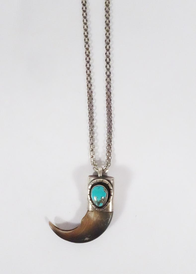 Sterling Turquoise Claw Pendant on Chain (1 of 4)