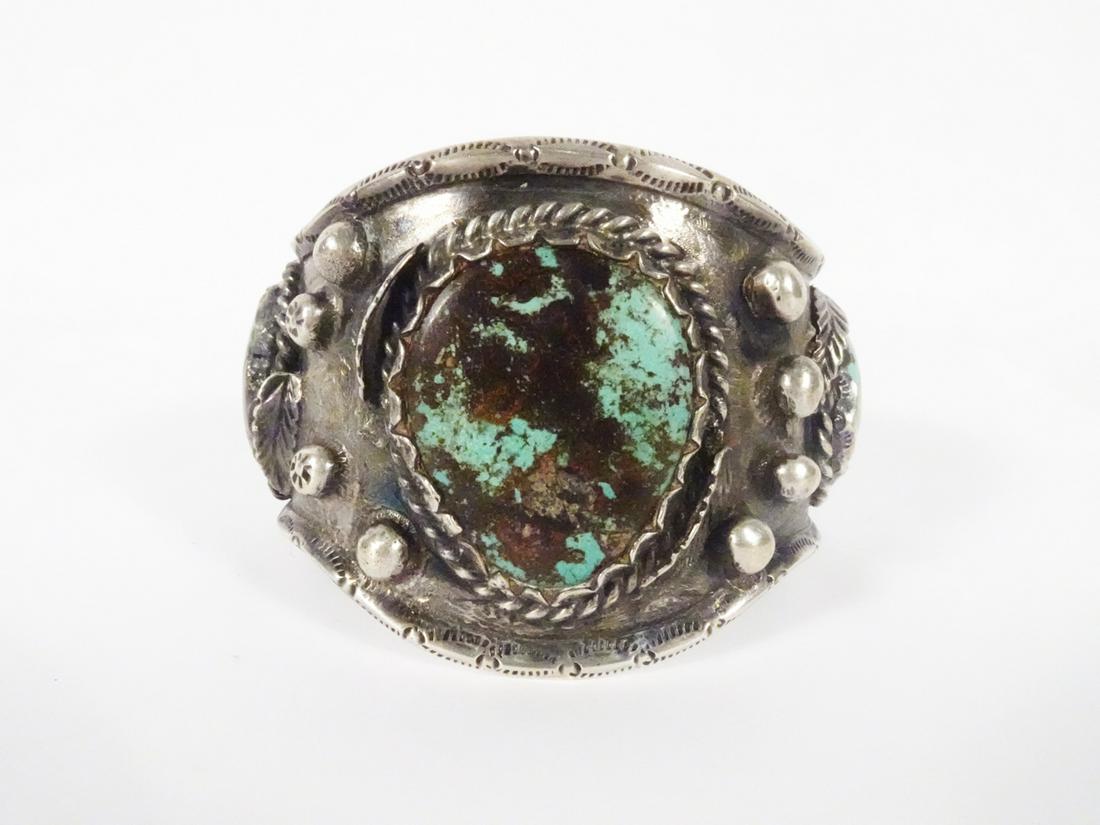 Large Sterling Turquoise Cuff (1 of 3)