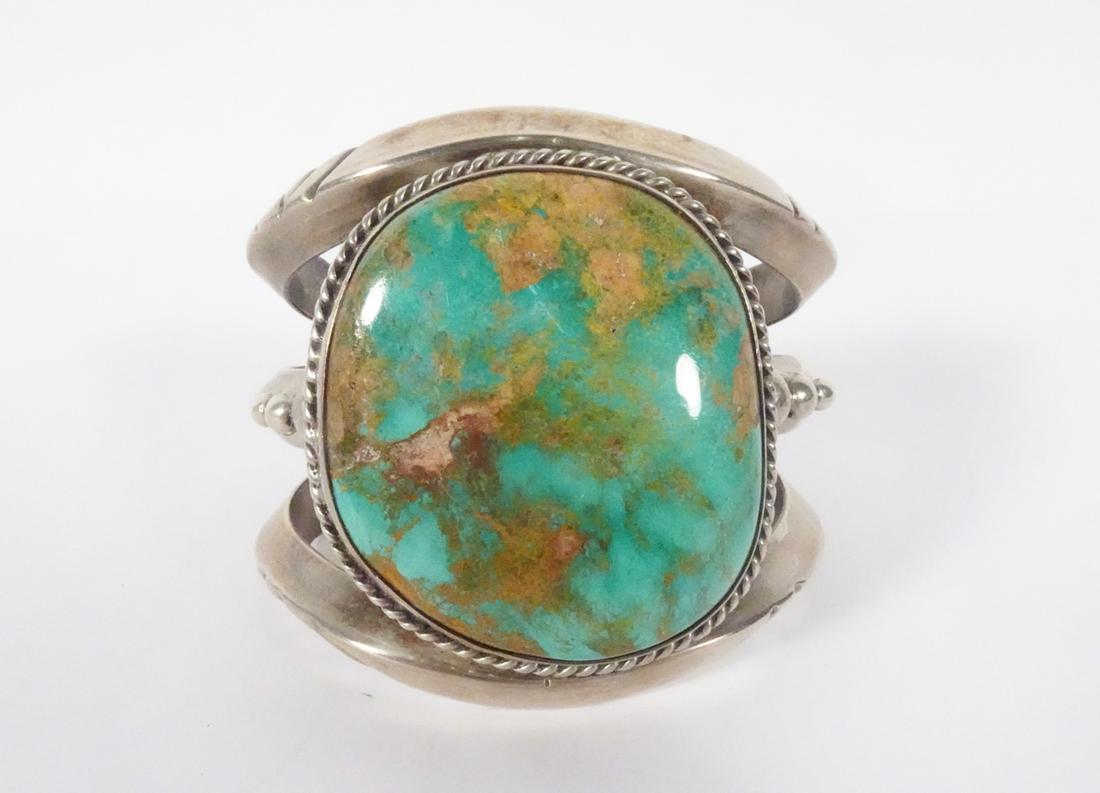 Large Sterling Turquoise Cuff (1 of 4)