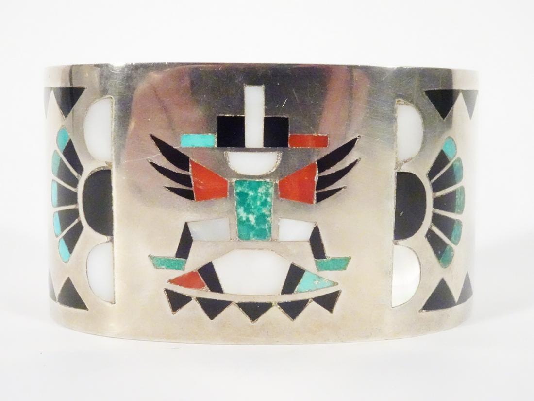 Sterling Inlaid Multi-Stone Cuff (1 of 4)