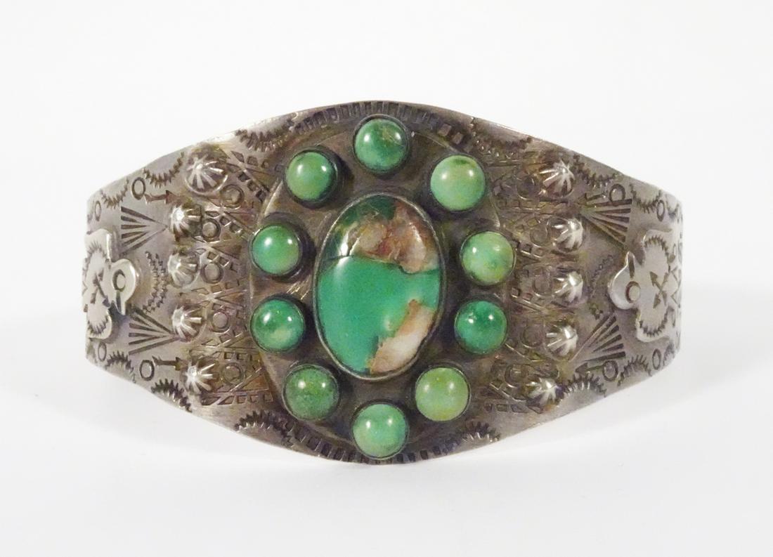 Sterling Turquoise Thunderbird Cuff (1 of 3)