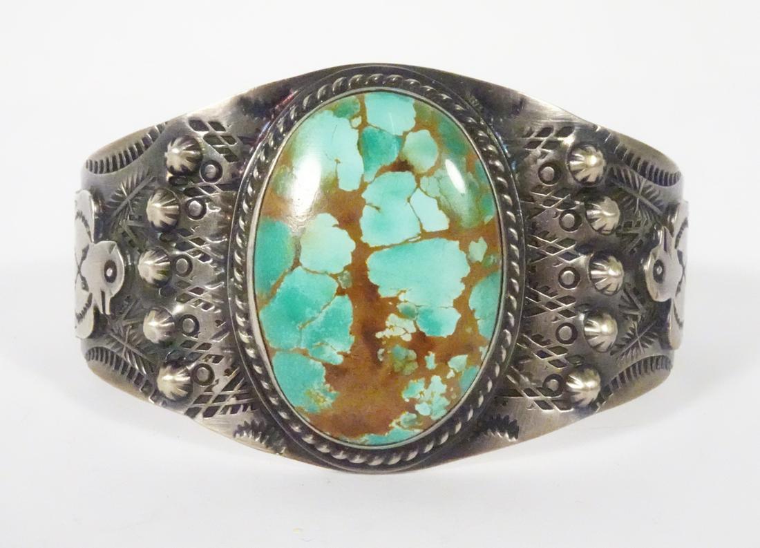 Sterling Turquoise Thunderbird Cuff (1 of 3)